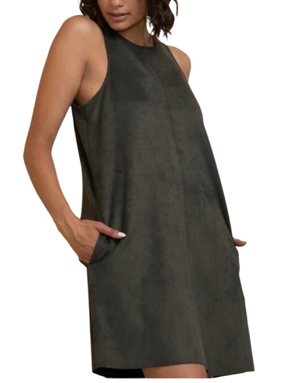 Aritzia Wilfred Trompette Faux Suede Dress Sleeveless  in gray size  XS
